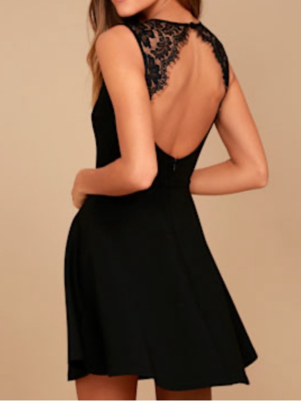 Lulu's Black Lace Open Back Mini Dress